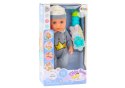 Lalka Bobas W Szarej Piżamce Siusiająca Butelka Smoczek Dźwięki LEAN Toys