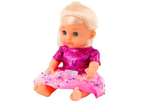 Lalka W Różowej Sukience Siusiająca Butelka Grzechotka Dźwięki LEAN Toys Lalka W Różowej Sukience Siusiająca Butelka Grzechotka Dźwięki LEAN Toys