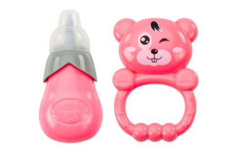 Lalka W Różowej Sukience Siusiająca Butelka Grzechotka Dźwięki LEAN Toys Lalka W Różowej Sukience Siusiająca Butelka Grzechotka Dźwięki LEAN Toys