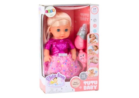 Lalka W Różowej Sukience Siusiająca Butelka Grzechotka Dźwięki LEAN Toys Lalka W Różowej Sukience Siusiająca Butelka Grzechotka Dźwięki LEAN Toys