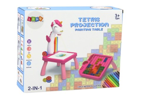 Mini Projektor Stolik Tetris 2w1 Jednorożec Niebieski LEAN Toys Mini Projektor Stolik Tetris 2w1 Jednorożec Niebieski LEAN Toys