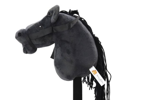 Pluszowa Głowa Konia Na Kiju Hobby Horse Koń Długowłosy Czarny Dźwięki LEAN Toys Pluszowa Głowa Konia Na Kiju Hobby Horse Koń Długowłosy Czarny Dźwięki LEAN Toys