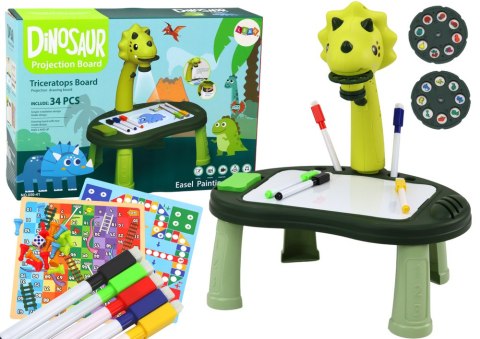 Projektor Do Rysowania Dinozaur Stolik Gry 2w1 Chińczyk Węże Zielony LEAN Toys Projektor Do Rysowania Dinozaur Stolik Gry 2w1 Chińczyk Węże Zielony LEAN Toys