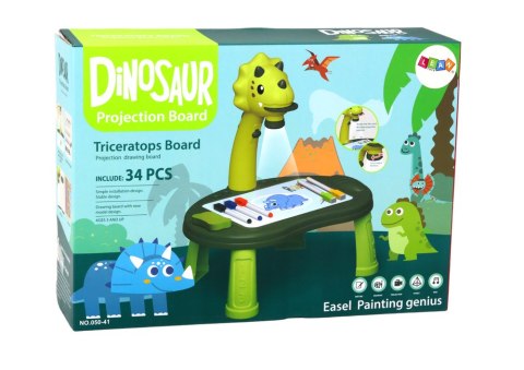 Projektor Do Rysowania Dinozaur Stolik Gry 2w1 Chińczyk Węże Zielony LEAN Toys Projektor Do Rysowania Dinozaur Stolik Gry 2w1 Chińczyk Węże Zielony LEAN Toys