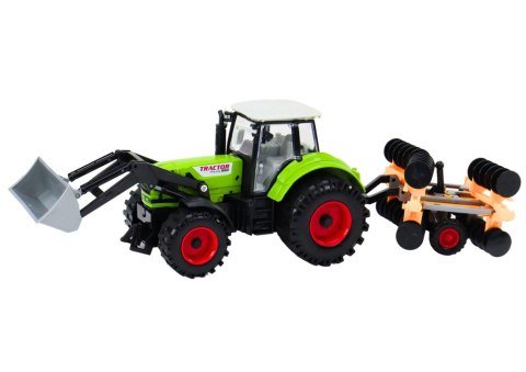 Traktor Rolniczy Koparka Z Broną Talerzową Napęd Zielony LEAN Toys Traktor Rolniczy Koparka Z Broną Talerzową Napęd Zielony LEAN Toys