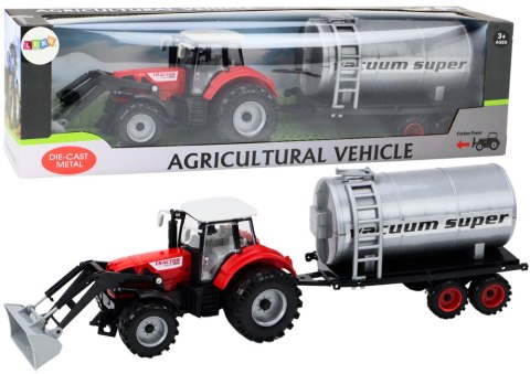 Traktor Rolniczy Koparka z Cysterną Napęd Czerwony LEAN Toys Traktor Rolniczy Koparka z Cysterną Napęd Czerwony LEAN Toys
