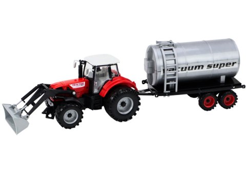 Traktor Rolniczy Koparka z Cysterną Napęd Czerwony LEAN Toys Traktor Rolniczy Koparka z Cysterną Napęd Czerwony LEAN Toys