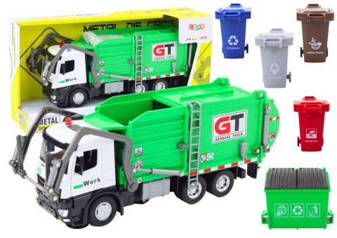 Wielofunkcyjna Zielona Metalowa Śmieciarka z Napędem Frykcyjnym Kosze LEAN Toys