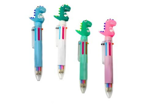 Wielokolorowy Długopis Dinozaur Automatyczny 6 Kolorów Mix LEAN TOYS Wielokolorowy Długopis Dinozaur Automatyczny 6 Kolorów Mix LEAN TOYS