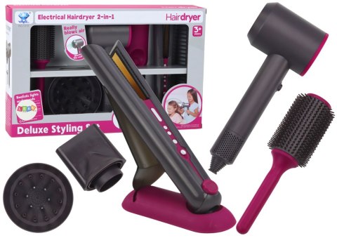 Zestaw Fryzjerski Suszarka Prostownica Szczotka Końcówki Wymienne LEAN Toys Zestaw Fryzjerski Suszarka Prostownica Szczotka Końcówki Wymienne LEAN Toys
