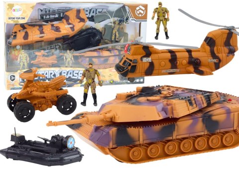Zestaw Militarny Czołg Wojskowy Helikopter Śmigłowiec Spadochroniarz Dźwięki LEAN Toys Zestaw Militarny Czołg Wojskowy Helikopter Śmigłowiec Spadochroniarz Dźwięki LEAN Toys