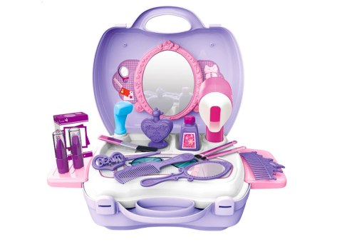 Zestaw Piękności Fryzjerski W Walizce Fioletowy Suszarka Lusterko LEAN Toys Zestaw Piękności Fryzjerski W Walizce Fioletowy Suszarka Lusterko LEAN Toys