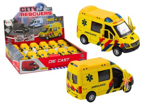 Ambulans Karetka 1:32 Otwierane Drzwi Światła Dźwięki Napęd Żółt LEAN Toys Ambulans Karetka 1:32 Otwierane Drzwi Światła Dźwięki Napęd Żółt LEAN Toys