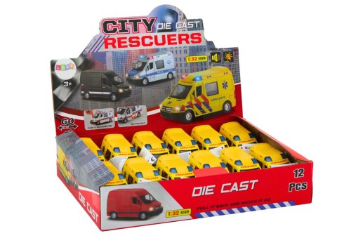 Ambulans Karetka 1:32 Otwierane Drzwi Światła Dźwięki Napęd Żółt LEAN Toys Ambulans Karetka 1:32 Otwierane Drzwi Światła Dźwięki Napęd Żółt LEAN Toys