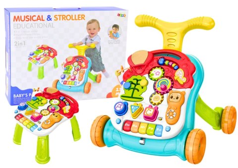 Chodzik Pchacz Stolik Edukacyjny 2w1 Interaktywny Światło i Dźwięk LEAN Toys