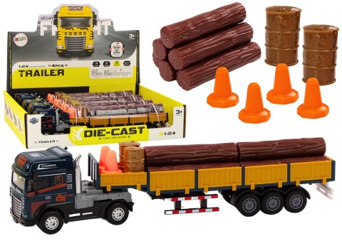 Ciężarówka Z Drewnem Niebieska Tir Przyczepa 1:24 Bale Dźwięki Światła LEAN Toys Ciężarówka Z Drewnem Niebieska Tir Przyczepa 1:24 Bale Dźwięki Światła LEAN Toys