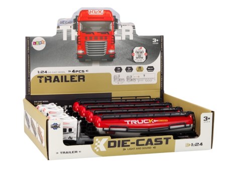 Ciężarówka Z Przyczepą Cysterna TIR 1:24 Auto Ciężarowe Światła Dźwięki LEAN Toys Ciężarówka Z Przyczepą Cysterna TIR 1:24 Auto Ciężarowe Światła Dźwięki LEAN Toys