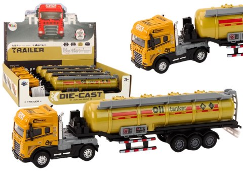 Cysterna Z Paliwem Ciężarówka TIR 1:24 Przyczepa Dźwięki Światła Żółta LEAN Toys Cysterna Z Paliwem Ciężarówka TIR 1:24 Przyczepa Dźwięki Światła Żółta LEAN Toys