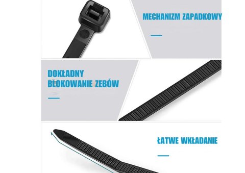 Opaski Zaciskowe Kablowe Do Kabli Ziperki Trytki Trytytki 2,5x200 MM LEAN Opaski Zaciskowe Kablowe Do Kabli Ziperki Trytki Trytytki 2,5x200 MM LEAN