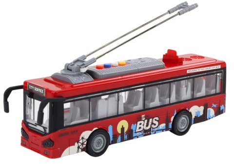 Trolejbus Autobus 1:16 Światła Dźwięki Napęd Czerwony LEAN Toys Trolejbus Autobus 1:16 Światła Dźwięki Napęd Czerwony LEAN Toys