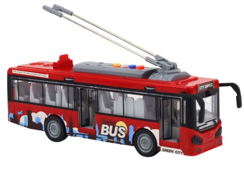 Trolejbus Autobus 1:16 Światła Dźwięki Napęd Czerwony LEAN Toys Trolejbus Autobus 1:16 Światła Dźwięki Napęd Czerwony LEAN Toys