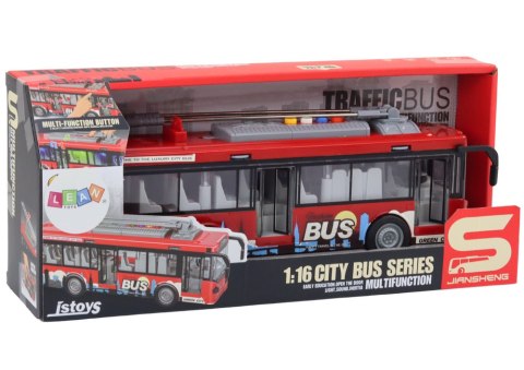 Trolejbus Autobus 1:16 Światła Dźwięki Napęd Czerwony LEAN Toys Trolejbus Autobus 1:16 Światła Dźwięki Napęd Czerwony LEAN Toys