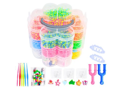 Zestaw Gumek Do Tworzenia Bransoletek DIY 4500 El LEAN Toys Zestaw Gumek Do Tworzenia Bransoletek DIY 4500 El LEAN Toys