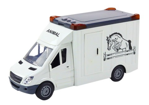 Auto Transporter Koni Otwierane Drzwi Światło Dźwięk Biały LEAN Toys Auto Transporter Koni Otwierane Drzwi Światło Dźwięk Biały LEAN Toys
