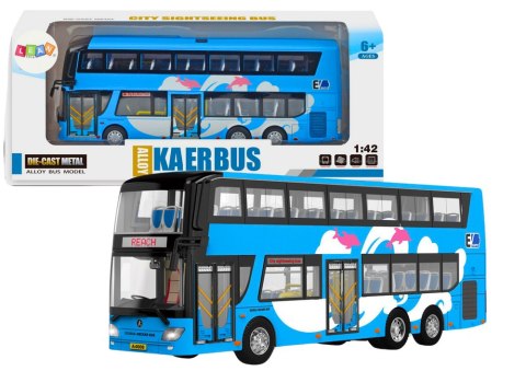 Autobus Piętrowy Wycieczkowy 1:42 Metalowy Światła Niebieski LEAN Toys Autobus Piętrowy Wycieczkowy 1:42 Metalowy Światła Niebieski LEAN Toys