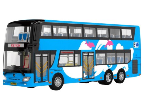 Autobus Piętrowy Wycieczkowy 1:42 Metalowy Światła Niebieski LEAN Toys Autobus Piętrowy Wycieczkowy 1:42 Metalowy Światła Niebieski LEAN Toys