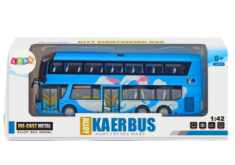 Autobus Piętrowy Wycieczkowy 1:42 Metalowy Światła Niebieski LEAN Toys Autobus Piętrowy Wycieczkowy 1:42 Metalowy Światła Niebieski LEAN Toys