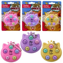 Brelok Mini Gra Zręcznościowa Wac A Mole Kotki Fioletowy Różowy Żółty LEAN TOYS