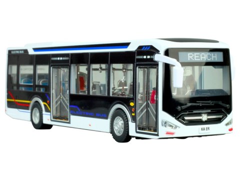 Elektryczny Autobus Miejski 1:42 Metalowy Światła Biały LEAN Toys Elektryczny Autobus Miejski 1:42 Metalowy Światła Biały LEAN Toys