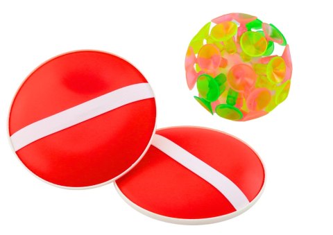Gra Zręcznościowa Paletki Okrągłe Piłka Z Przyssawkami Czerwony LEAN TOYS Gra Zręcznościowa Paletki Okrągłe Piłka Z Przyssawkami Czerwony LEAN TOYS