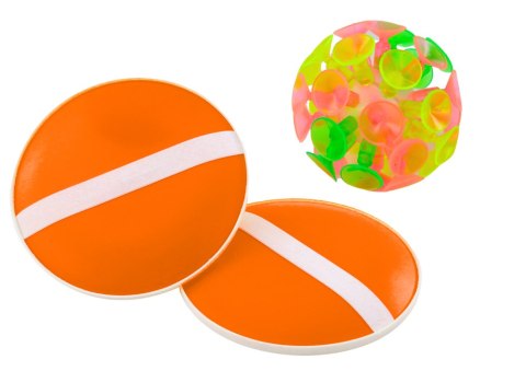 Gra Zręcznościowa Paletki Okrągłe Piłka Z Przyssawkami Pomarańczowy LEAN TOYS Gra Zręcznościowa Paletki Okrągłe Piłka Z Przyssawkami Pomarańczowy LEAN TOYS