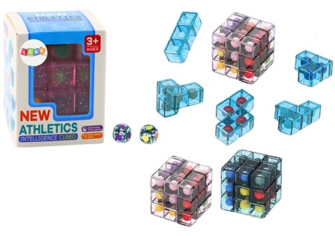 Klocki Logiczne Puzzle Układanka Kostka Gra Różowa LEAN TOYS Klocki Logiczne Puzzle Układanka Kostka Gra Różowa LEAN TOYS