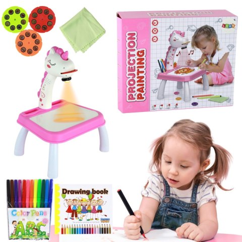 Projektor Do Rysowania Jednorożec Pisaki Wkładki Różowy LEAN Toys Projektor Do Rysowania Jednorożec Pisaki Wkładki Różowy LEAN Toys