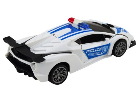 Samochód R/C Policyjny 2w1 Auto Robot Dźwięki Światła LEAN Toys Samochód R/C Policyjny 2w1 Auto Robot Dźwięki Światła LEAN Toys