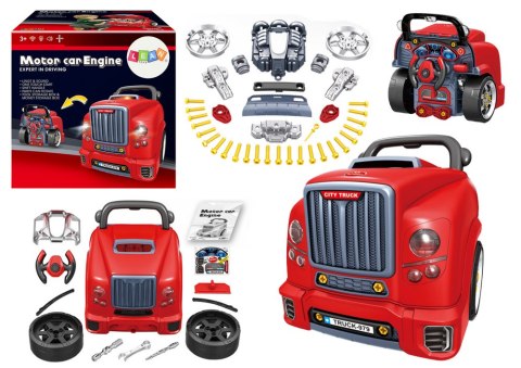 Silnik Ciężarówka Do Rozkręcania Zestaw Majsterkowicza Czerwony Warsztat LEAN Toys Silnik Ciężarówka Do Rozkręcania Zestaw Majsterkowicza Czerwony Warsztat LEAN Toys