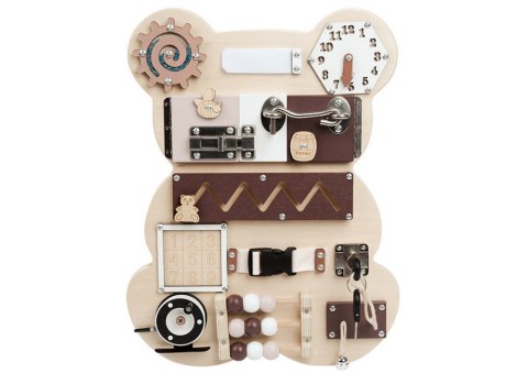 Tablica Manipulacyjna Sensoryczna Miś Drewniana 14 El LEAN Toys Tablica Manipulacyjna Sensoryczna Miś Drewniana 14 El LEAN Toys