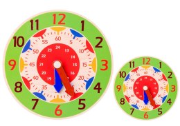 Zegar Drewniany Edukacyjny Godziny Minuty Sekundy Zielony LEAN TOYS