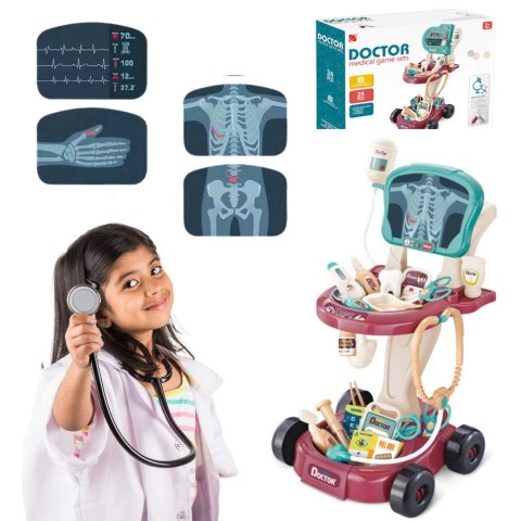 Zestaw Lekarski na Wózku Stolik Lekarski Doktor EKG LEAN Toys Zestaw Lekarski na Wózku Stolik Lekarski Doktor EKG LEAN Toys
