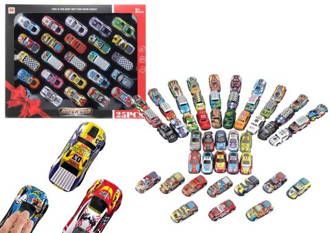 Zestaw Resoraków Autka Samochody Z Napędem Kolorowe 25 Sztuk LEAN Toys Zestaw Resoraków Autka Samochody Z Napędem Kolorowe 25 Sztuk LEAN Toys