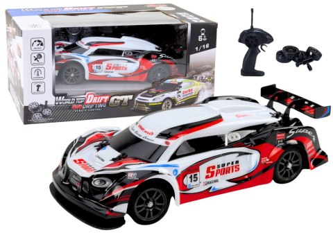 Auto Sportowe RC 1:16 Drift Wymienne Koła Biało-Czerwone LEAN Toys Auto Sportowe RC 1:16 Drift Wymienne Koła Biało-Czerwone LEAN Toys