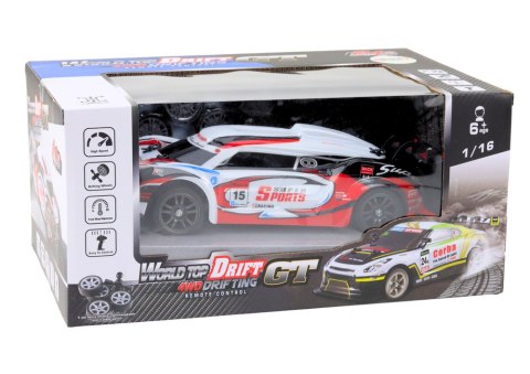 Auto Sportowe RC 1:16 Drift Wymienne Koła Biało-Czerwone LEAN Toys Auto Sportowe RC 1:16 Drift Wymienne Koła Biało-Czerwone LEAN Toys