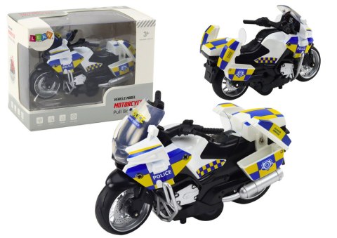 Motocykl Policyjny z Napędem Frykcyjnym Na Baterie Światła Dźwięk LEAN Toys Motocykl Policyjny z Napędem Frykcyjnym Na Baterie Światła Dźwięk LEAN Toys