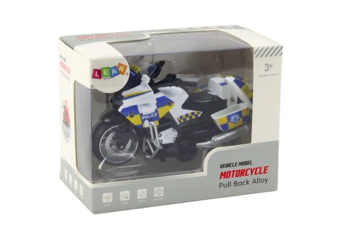 Motocykl Policyjny z Napędem Frykcyjnym Na Baterie Światła Dźwięk LEAN Toys Motocykl Policyjny z Napędem Frykcyjnym Na Baterie Światła Dźwięk LEAN Toys