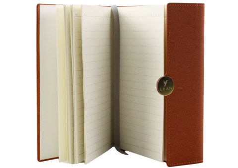 Notes Biurowy Na Magnes Notatnik A5 W Linie Z Obiciem Brązowy LEAN Notes Biurowy Na Magnes Notatnik A5 W Linie Z Obiciem Brązowy LEAN