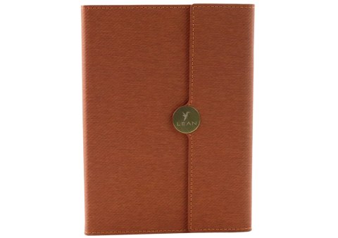 Notes Biurowy Na Magnes Notatnik A5 W Linie Z Obiciem Brązowy LEAN Notes Biurowy Na Magnes Notatnik A5 W Linie Z Obiciem Brązowy LEAN