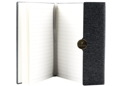 Notes Biurowy Na Magnes Notatnik W Linie A5 Z Obiciem Czarny LEAN Notes Biurowy Na Magnes Notatnik W Linie A5 Z Obiciem Czarny LEAN